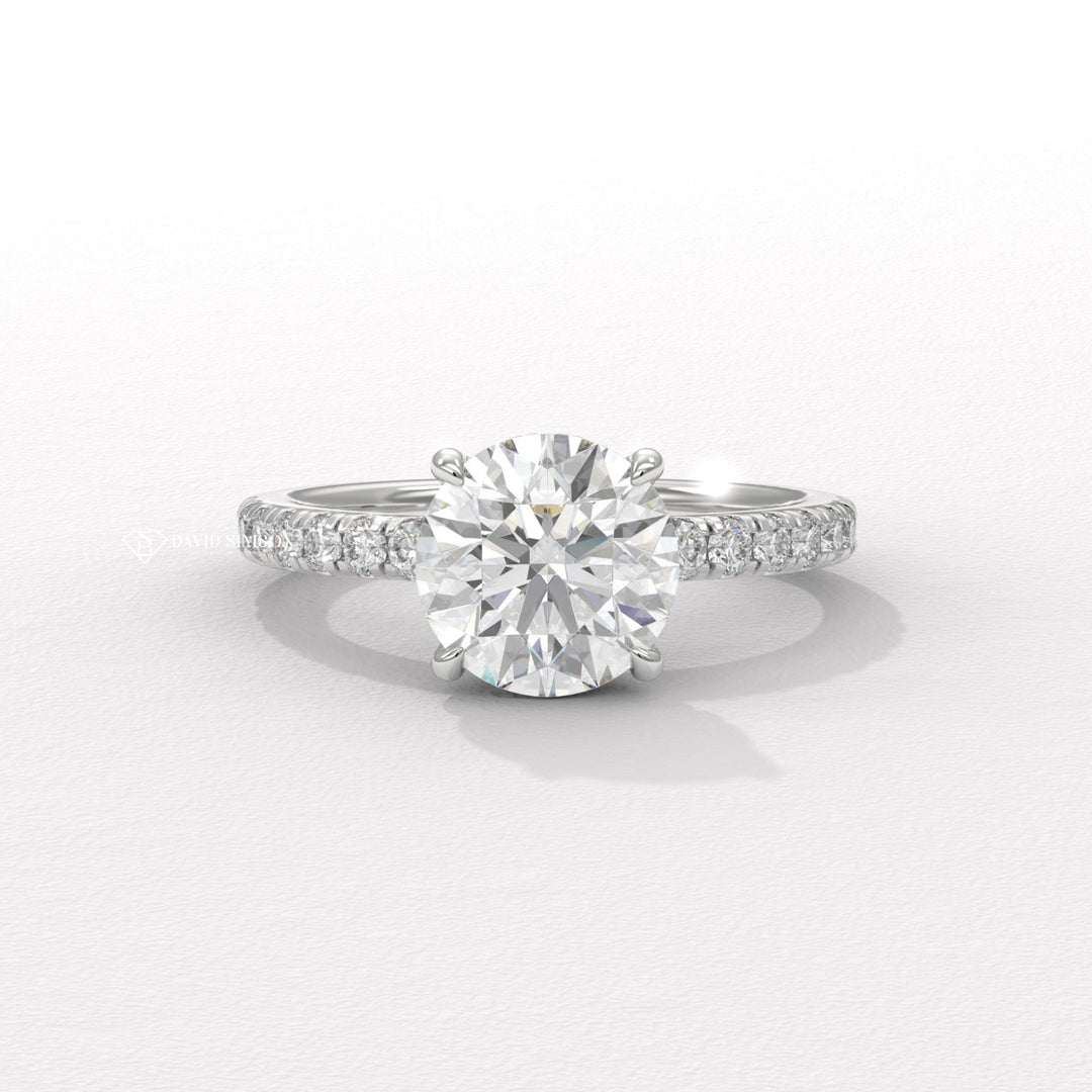 1.0CT-3.0CT Round Moissanite Diamond Hidden Halo Engagement Ring