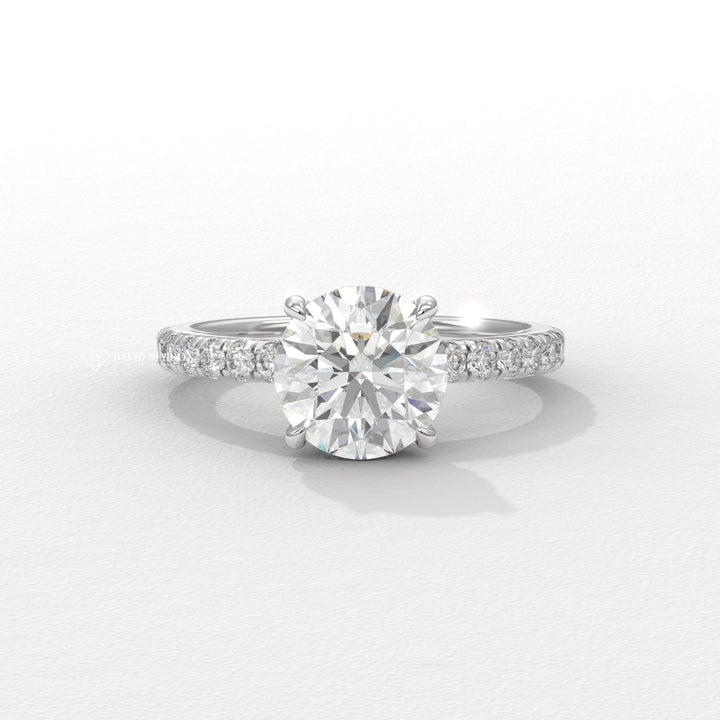 1.0CT-3.0CT Round Moissanite Diamond Hidden Halo Engagement Ring