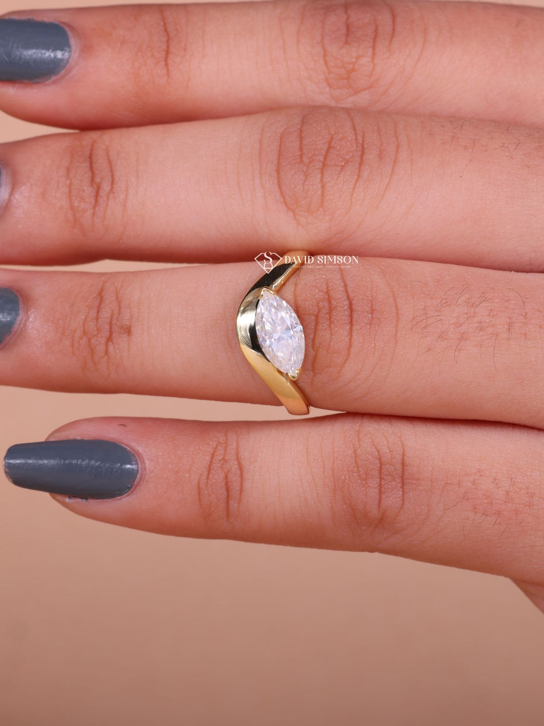 1.50CT-3.50CT Marquise Cut Moissanite East West Wave set Engagement Ring