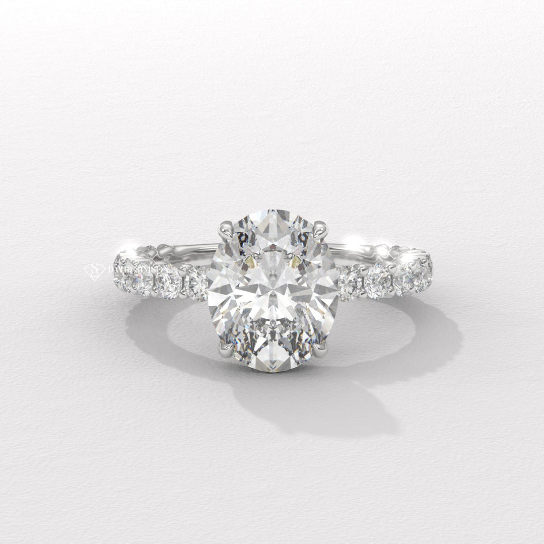 1.50CT-2.50CT Oval Moissanite Diamond Pave Engagement Ring