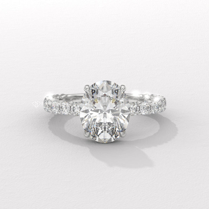 1.50CT-2.50CT Oval Moissanite Diamond Pave Engagement Ring