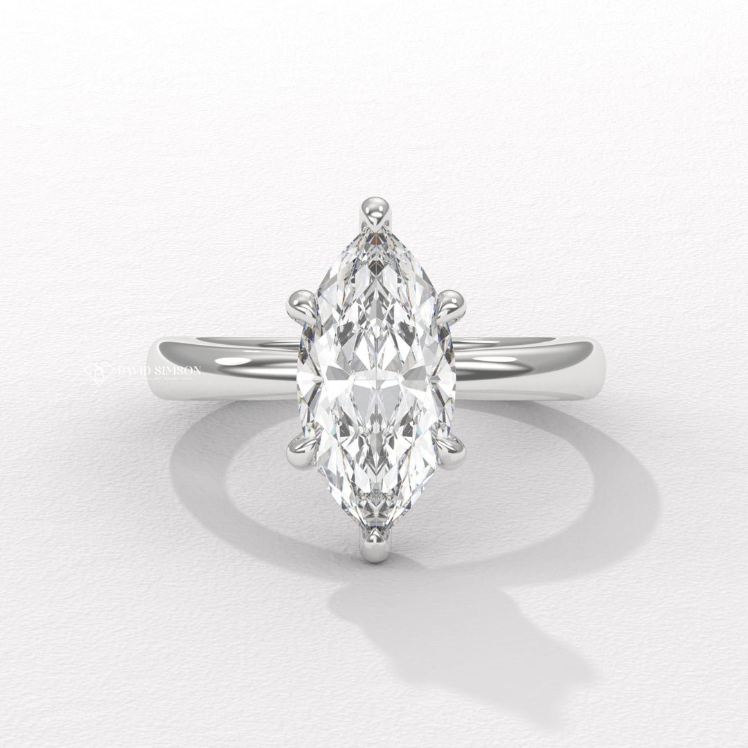 1.0CT-2.0CT Marquise Moissanite Solitaire Diamond Hidden Halo Engagement Ring