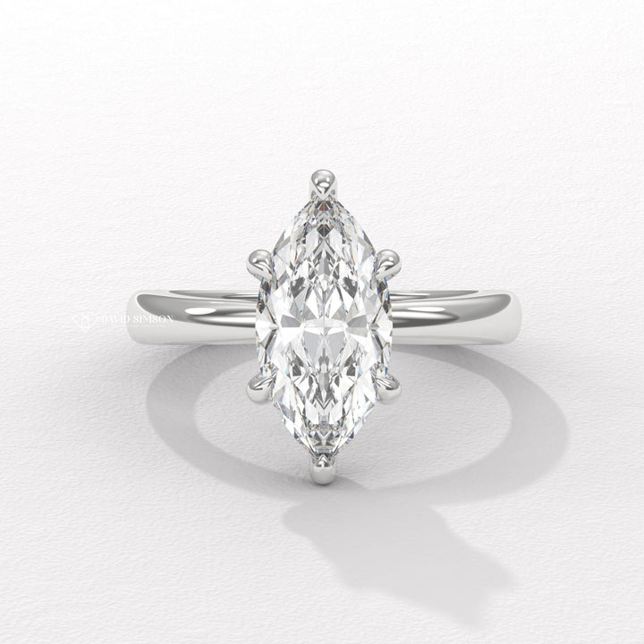 1.0CT-2.0CT Marquise Moissanite Solitaire Diamond Hidden Halo Engagement Ring