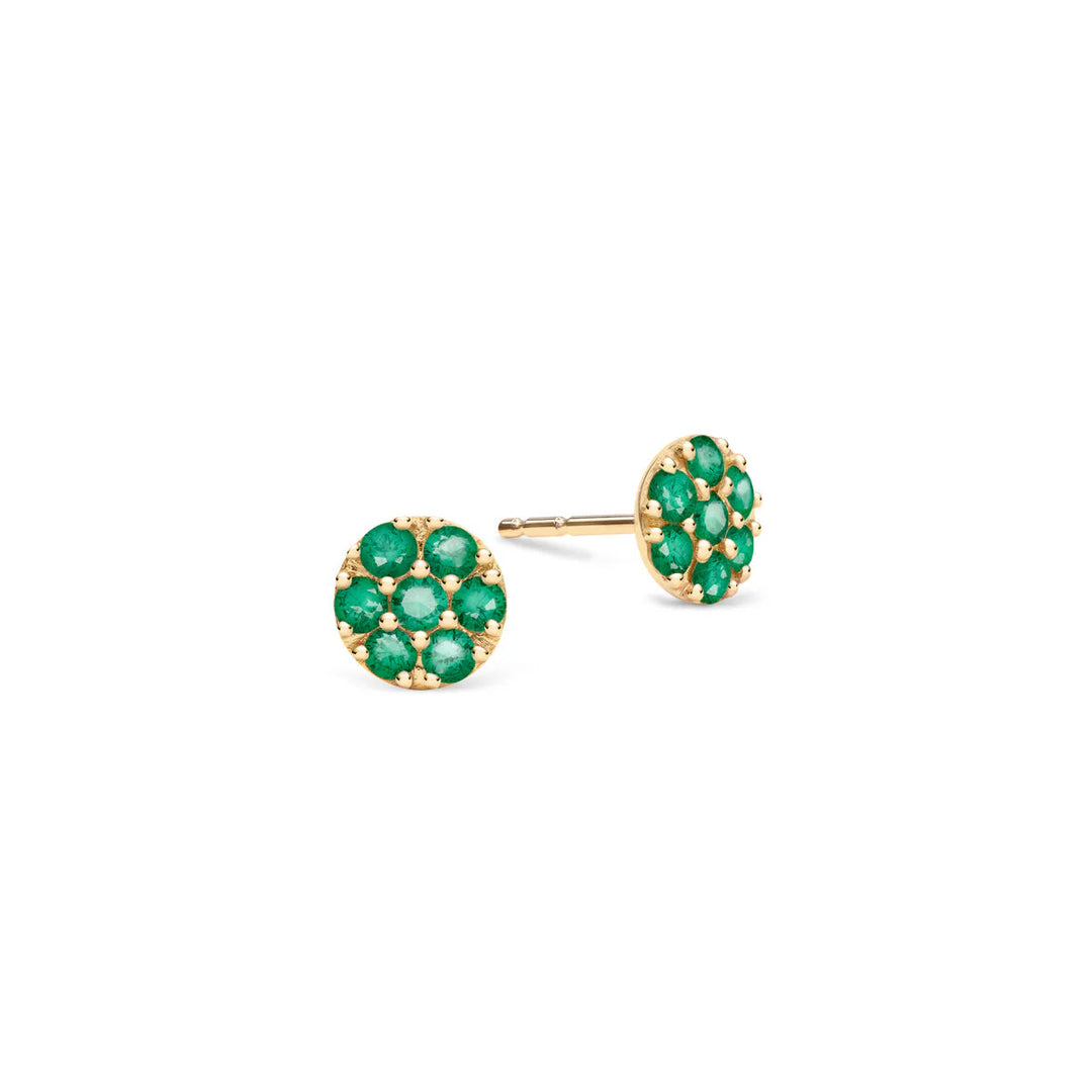 0.50CT Round Emerald Diamond May Birthstone Floral Stud Earrings