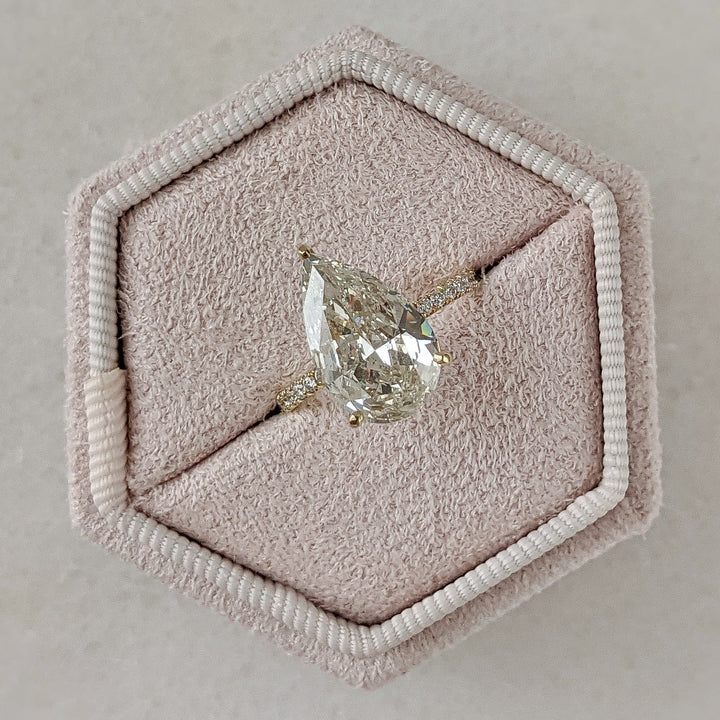 4.45ct Pear G- VS1 Lag Grown Diamond Hidden Halo Engagement Ring