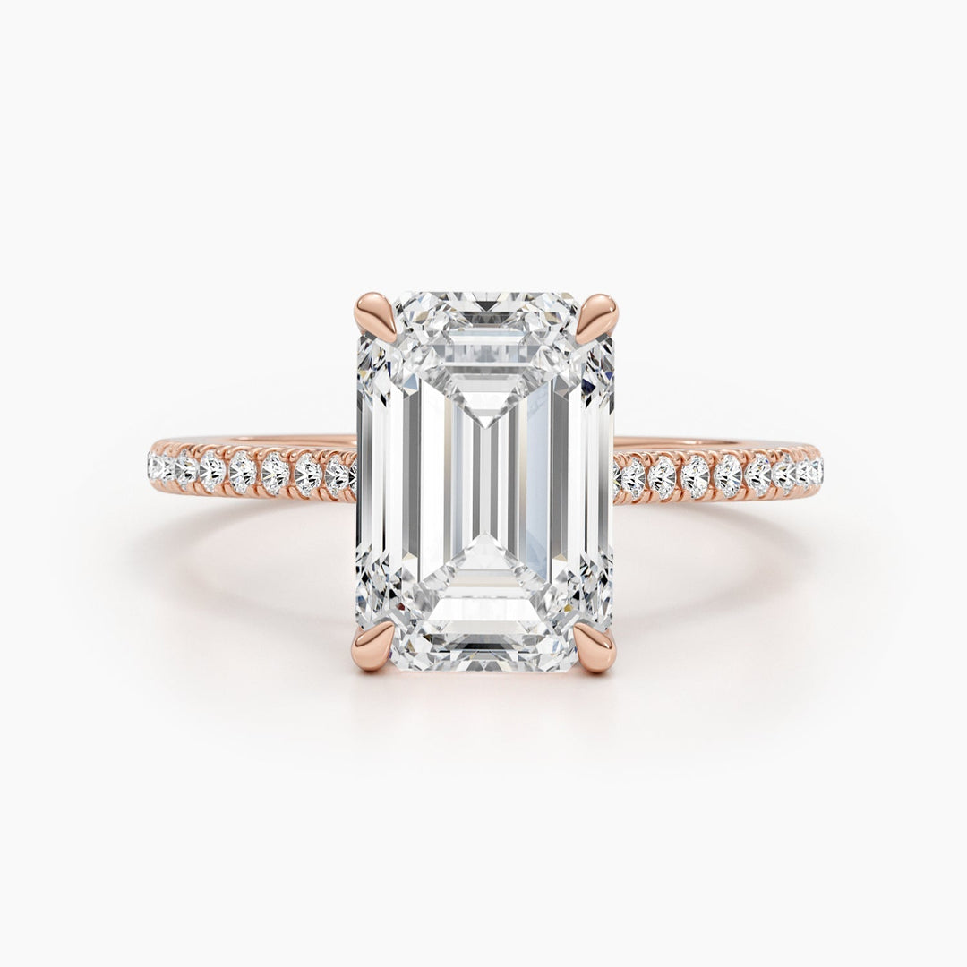 4.5ct Emerald G-VS Pave Lab Grown Diamond Engagement Ring