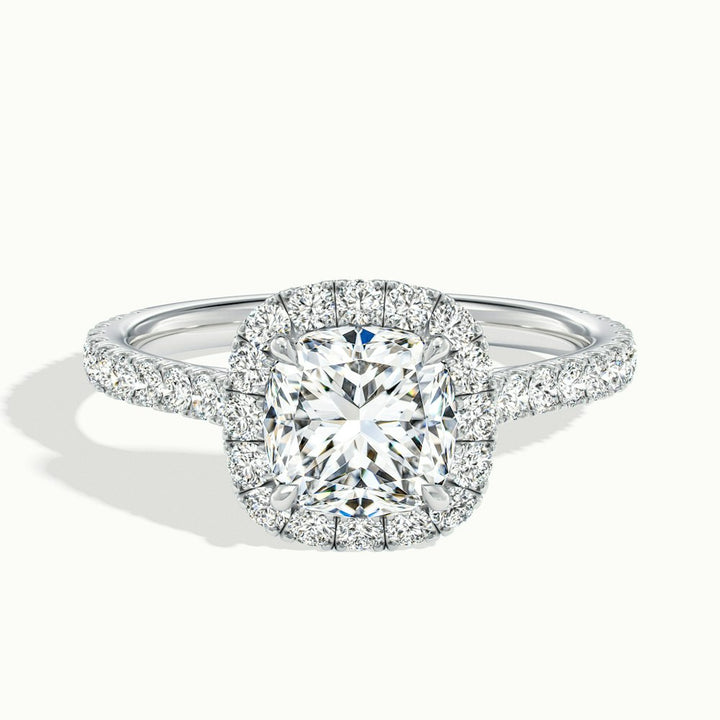 1.50CT Cushion Cut Halo Moissanite Diamond Engagement Ring