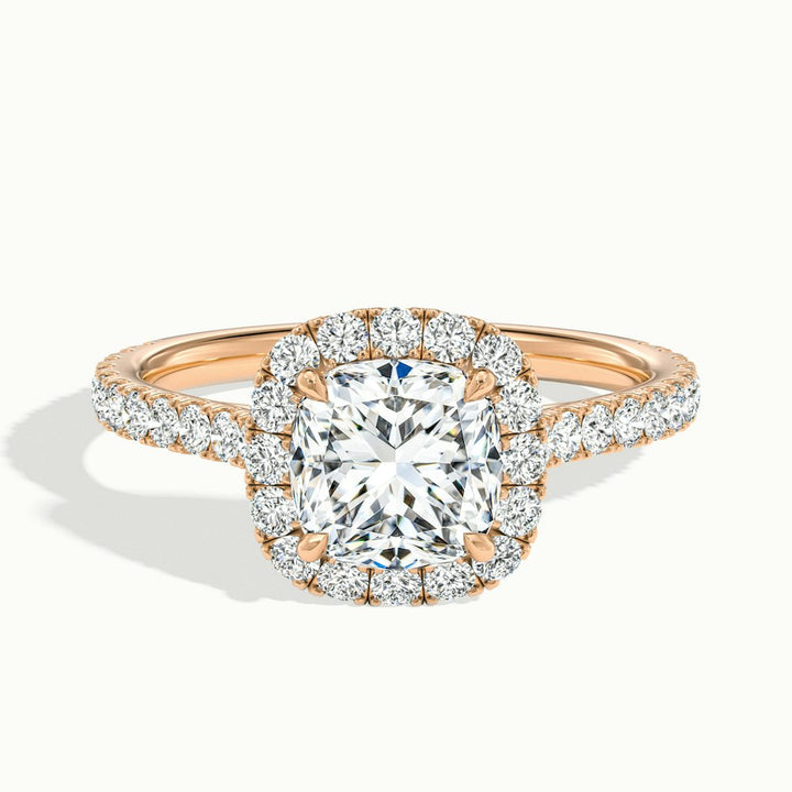 1.50CT Cushion Cut Halo Moissanite Diamond Engagement Ring