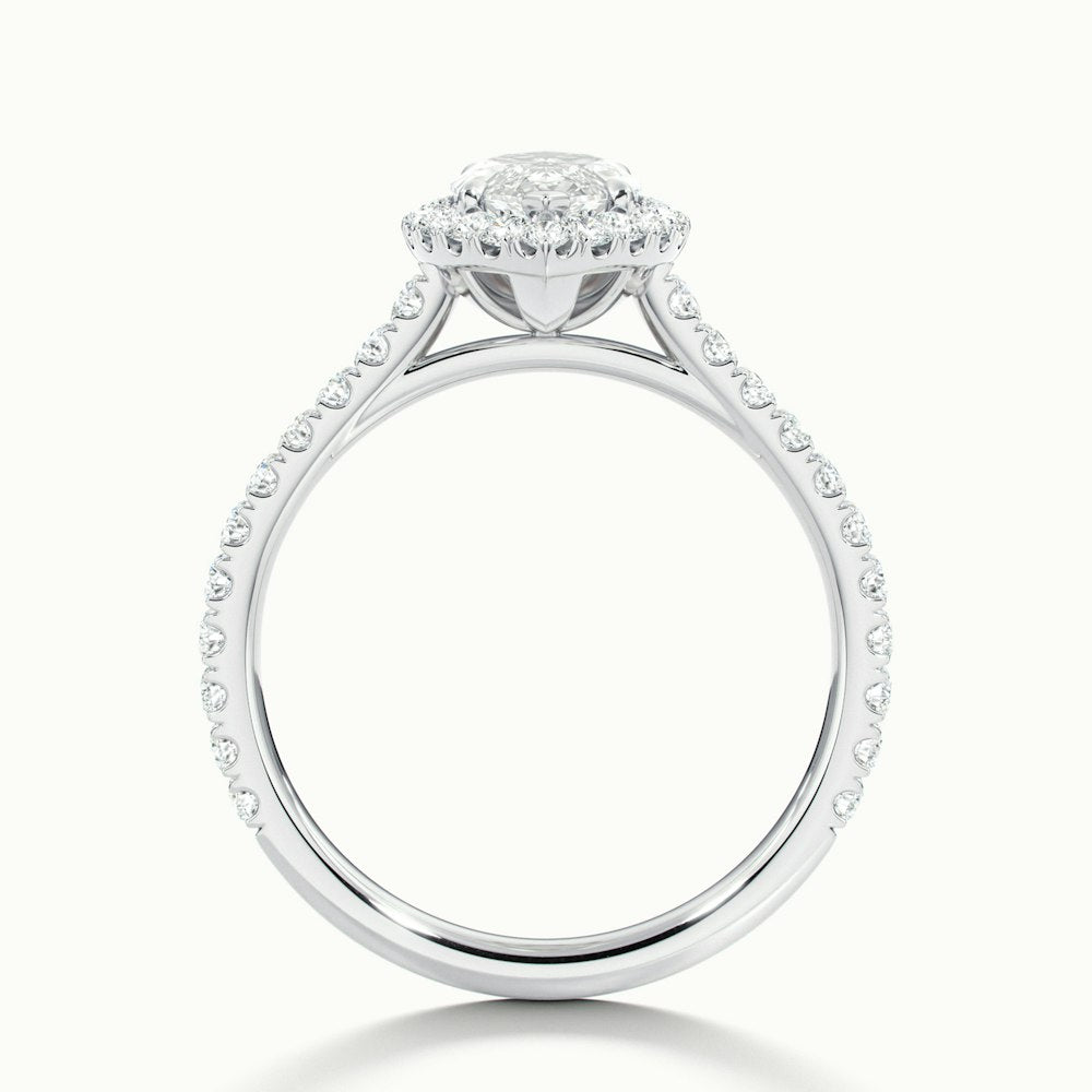 2.0CT Marquise Cut Halo Diamond Moissanite Engagement Ring