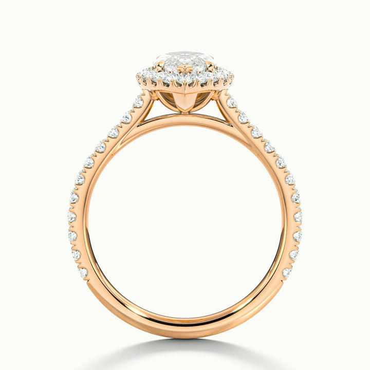 2.0CT Marquise Cut Halo Diamond Moissanite Engagement Ring