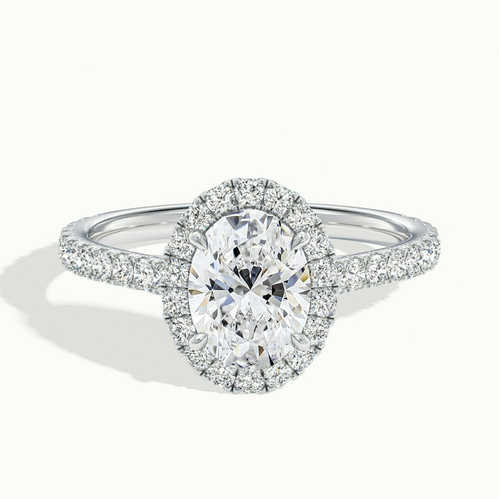 2.0CT Oval Cut Moissanite Halo Diamond Engagement Ring