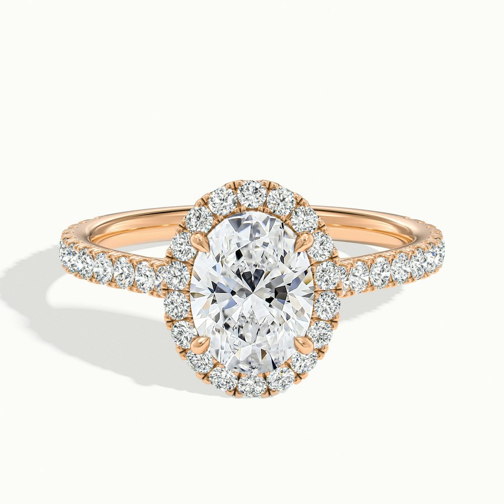 1.50CT Oval Cut Halo Diamond Moissanite Pave Engagement Ring