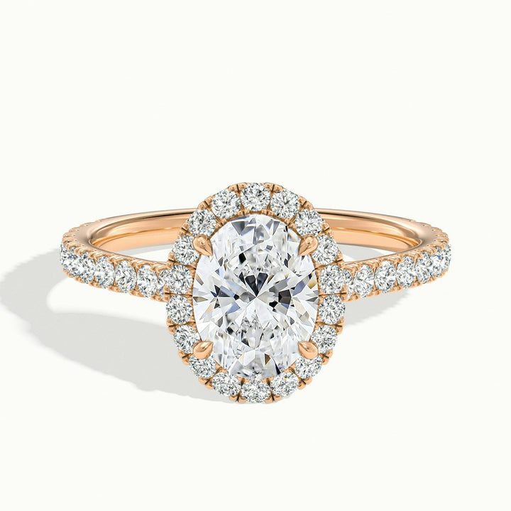 1.50CT Oval Cut Halo Diamond Moissanite Pave Engagement Ring