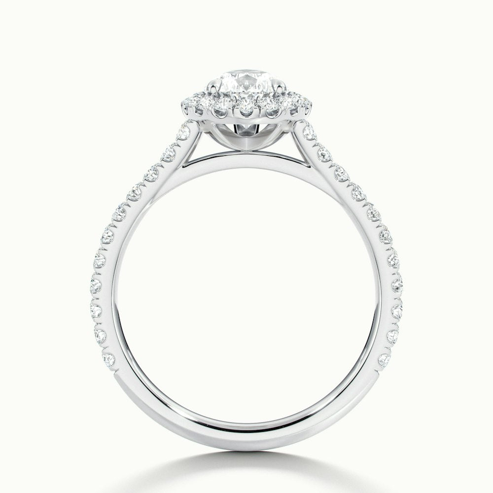 2.0CT Pear Cut Halo Moissanite Diamond Pave Engagement Ring