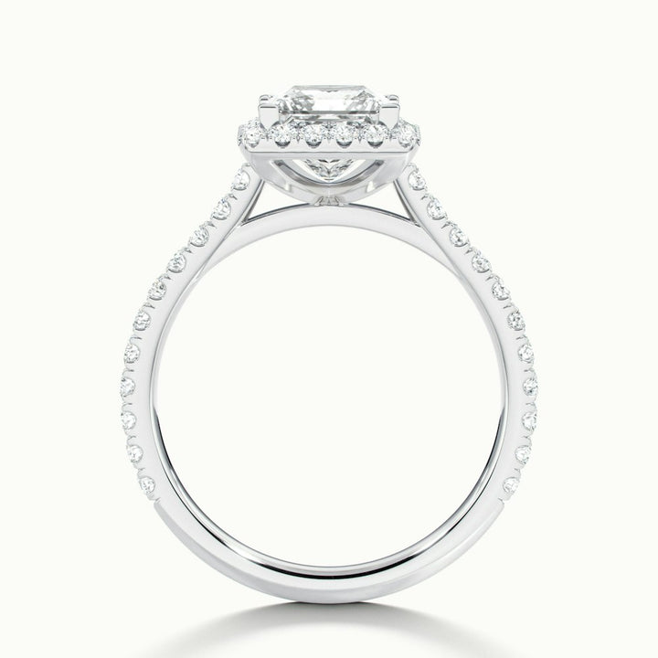 1.50CT Princess Cut Halo Diamond Moissanite Pave Engagement Ring