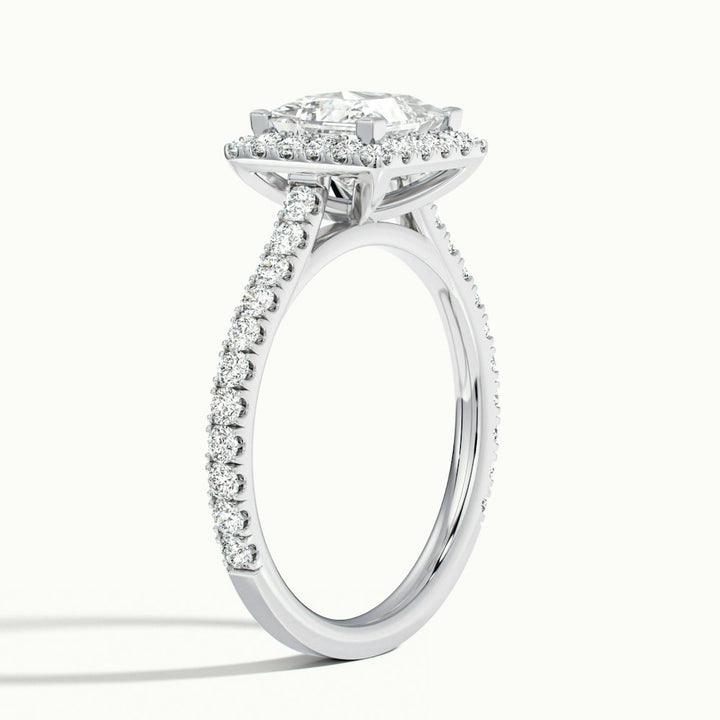 1.50CT Princess Cut Halo Diamond Moissanite Pave Engagement Ring