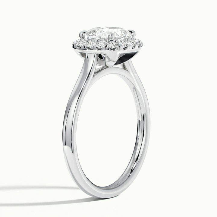 1.50CT Cushion Cut Halo Moissanite Diamond Engagement Ring