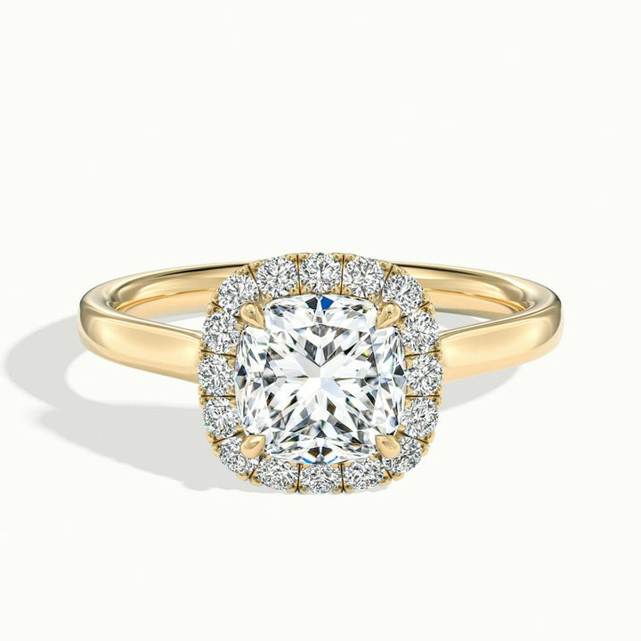 1.50CT Cushion Cut Halo Moissanite Diamond Engagement Ring