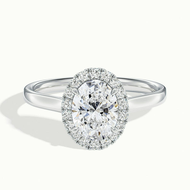 2.0CT Oval Cut Halo Moissanite Diamond Engagement Ring