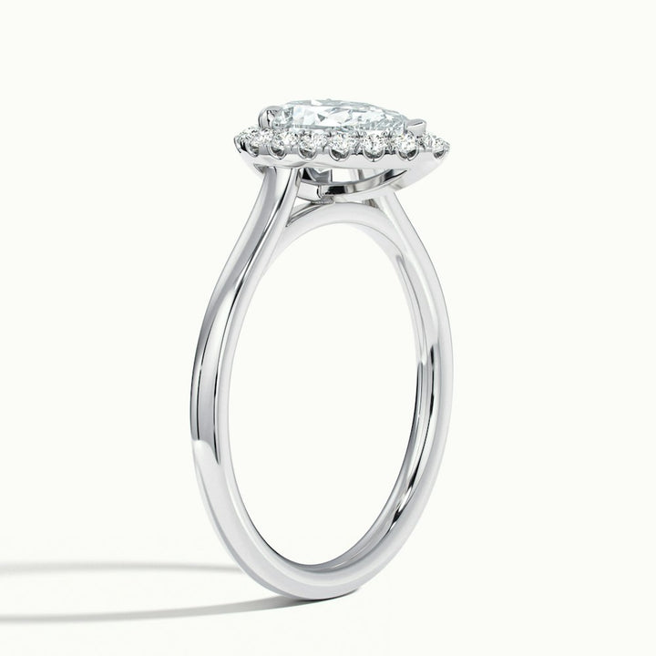 2.0CT Pear Cut Moissanite Diamond Halo Engagement Ring