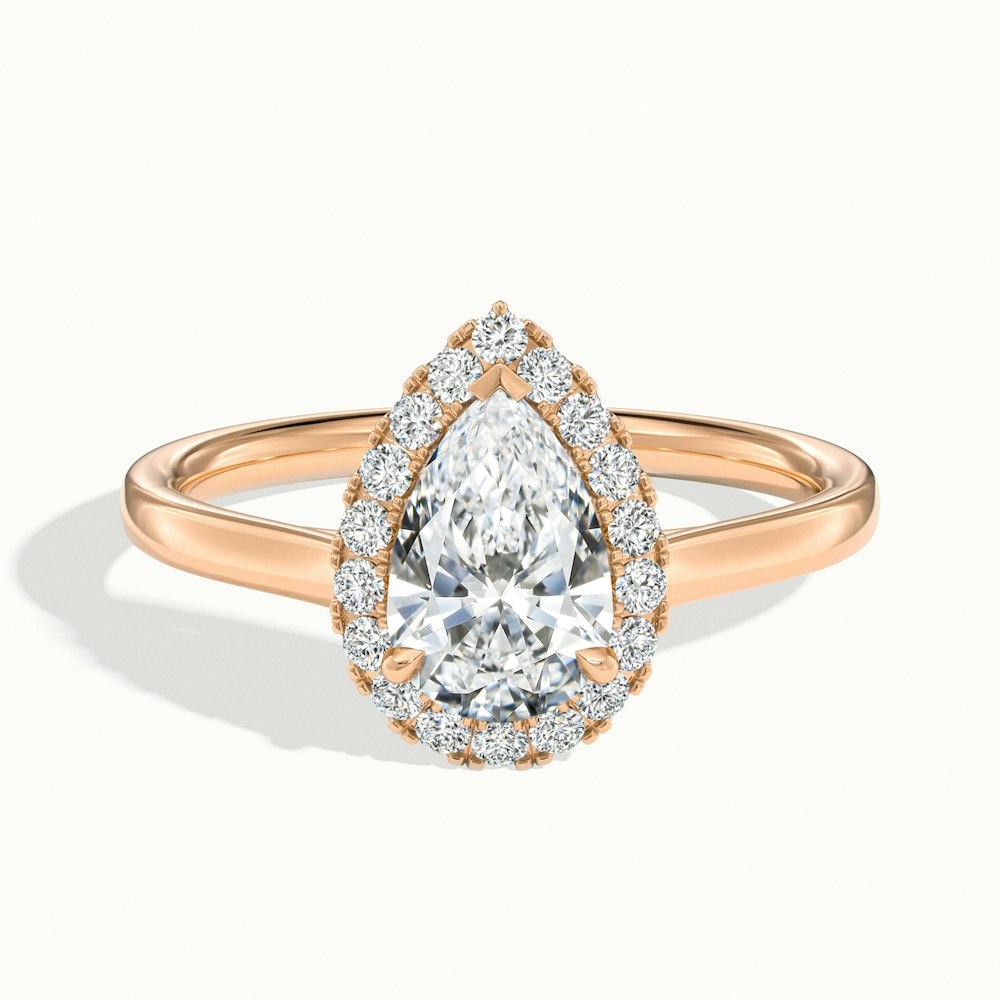 2.0CT Pear Cut Moissanite Diamond Halo Engagement Ring