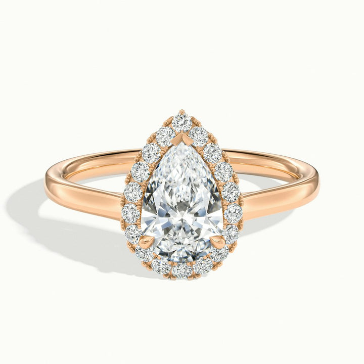 2.0CT Pear Cut Moissanite Diamond Halo Engagement Ring