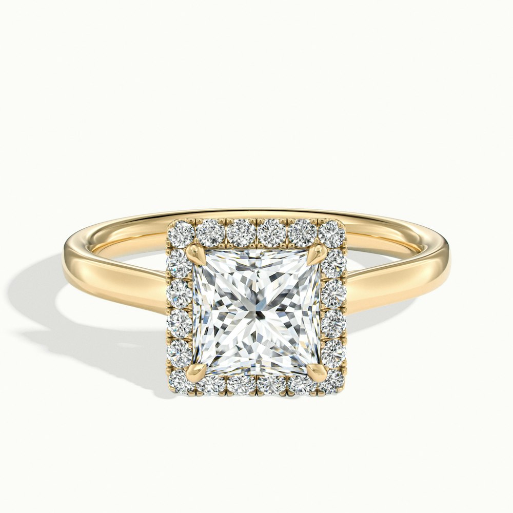 1.50CT Princess Cut Halo Diamond Moissanite Engagement Ring