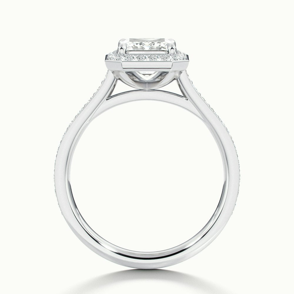 1.50CT Emerald Cut Moissanite Halo Diamond Engagement Ring