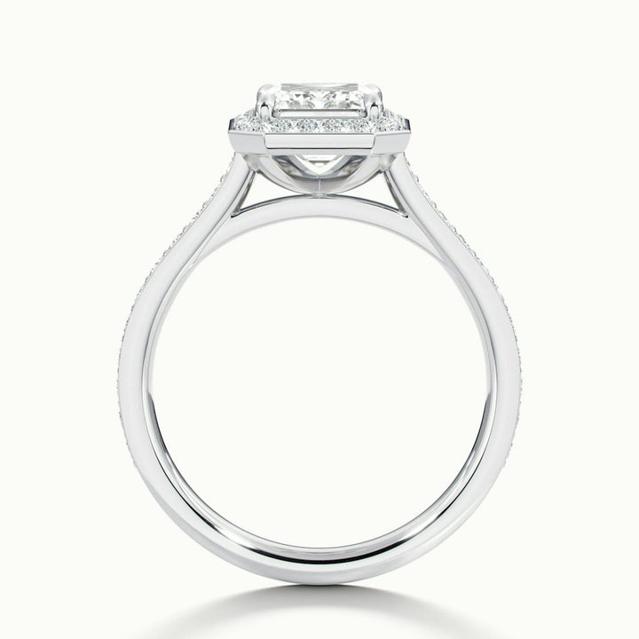 1.50CT Emerald Cut Moissanite Halo Diamond Engagement Ring