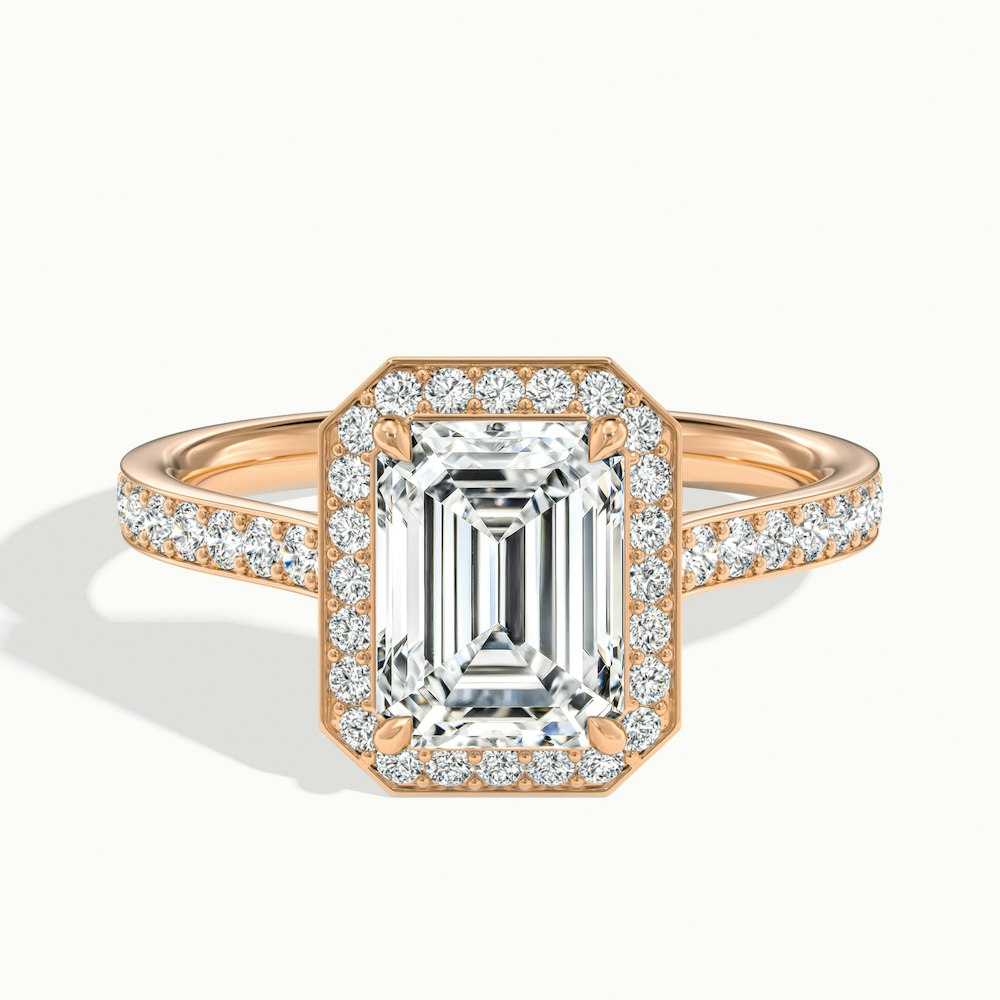 1.50CT Emerald Cut Moissanite Halo Diamond Engagement Ring