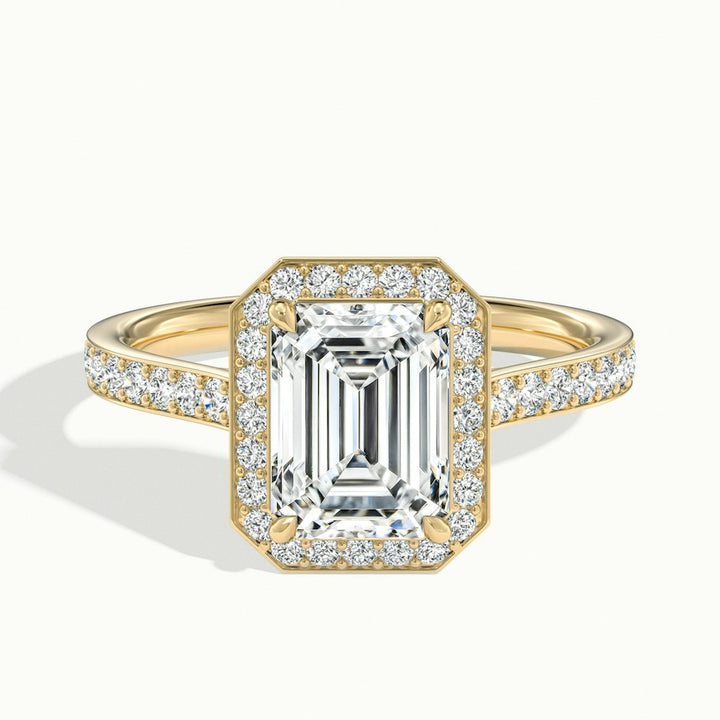 1.50CT Emerald Cut Moissanite Halo Diamond Engagement Ring