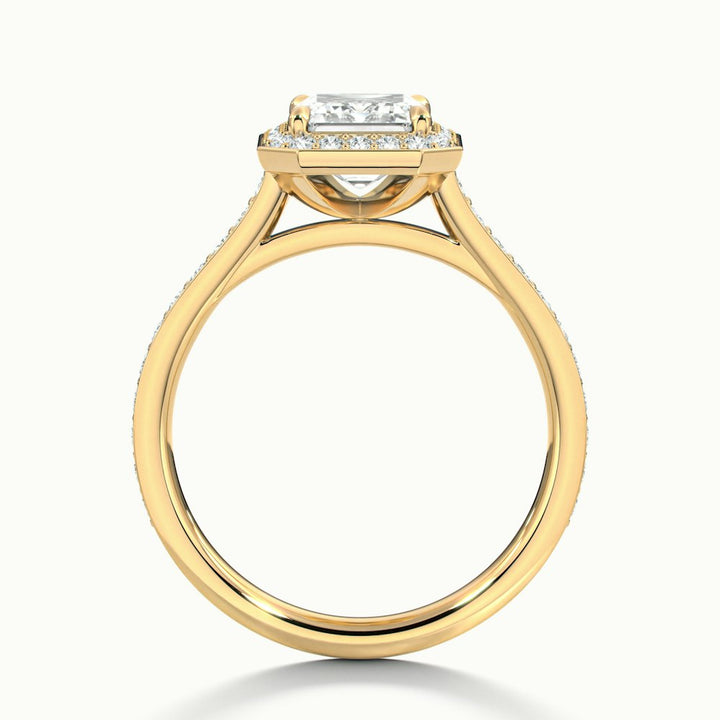 1.50CT Emerald Cut Moissanite Halo Diamond Engagement Ring