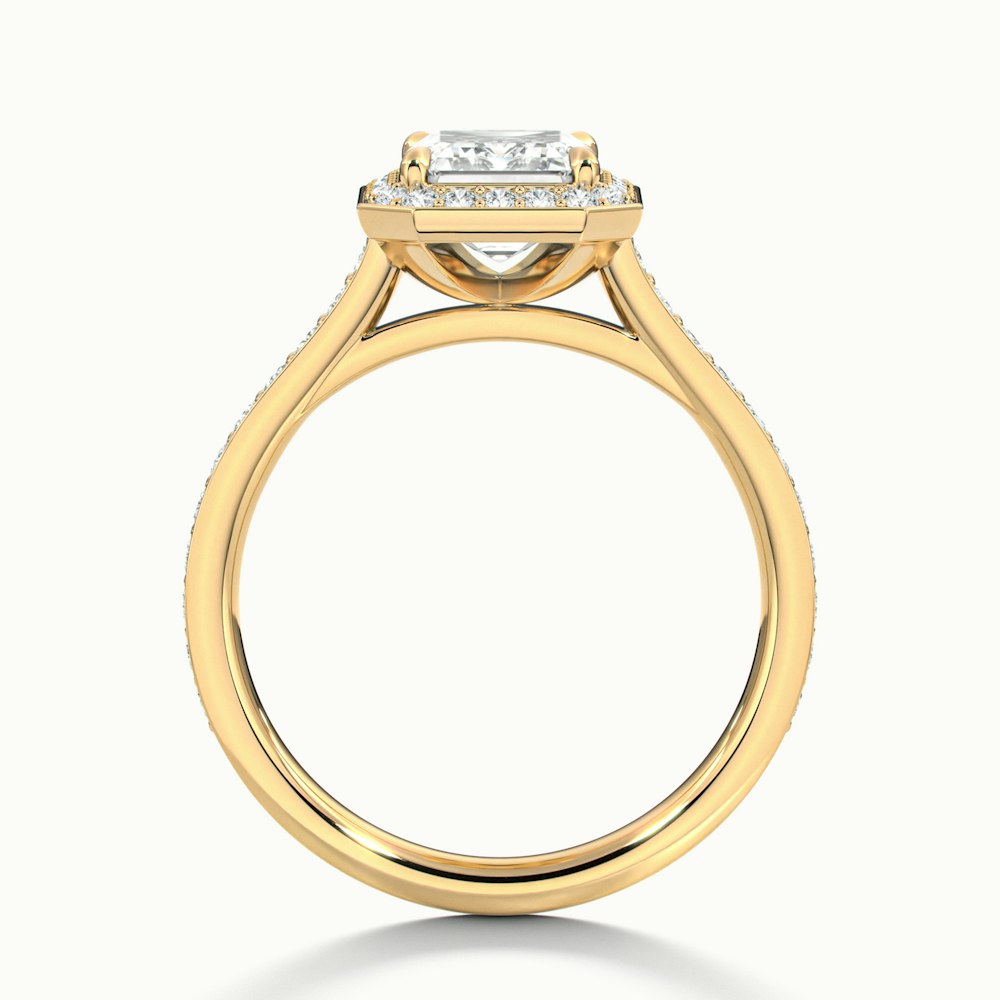 1.50CT Emerald Cut Channel Set Halo Diamond Moissanite Engagement Ring