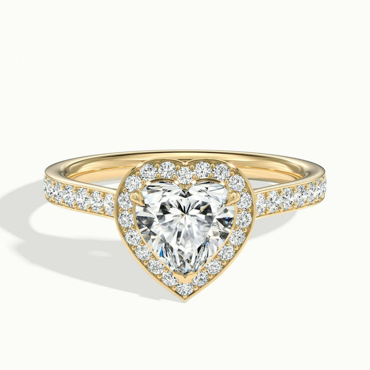 2.0CT Heart Shape Channel Set Halo Diamond Moissanite Engagement Ring