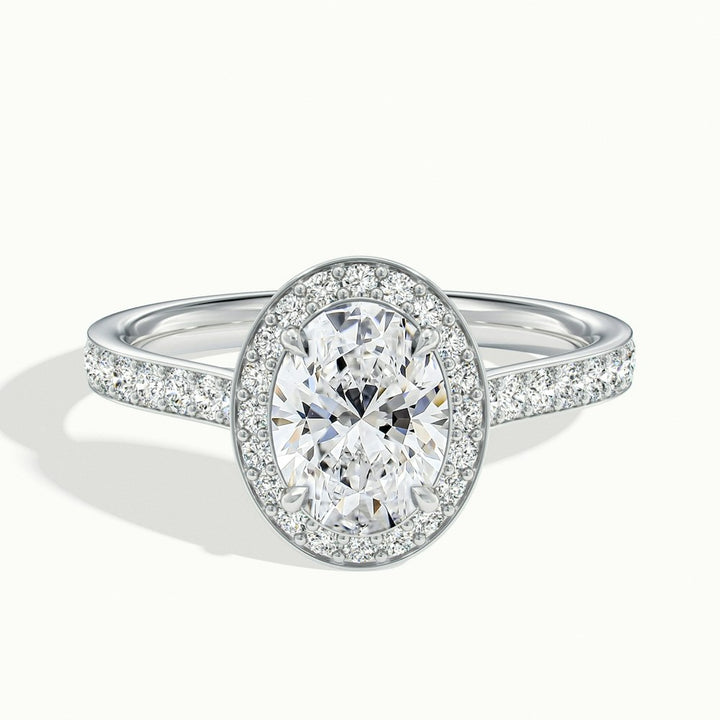 2.0CT Oval Cut Channel Set Pave Moissanite Diamond Engagement Ring