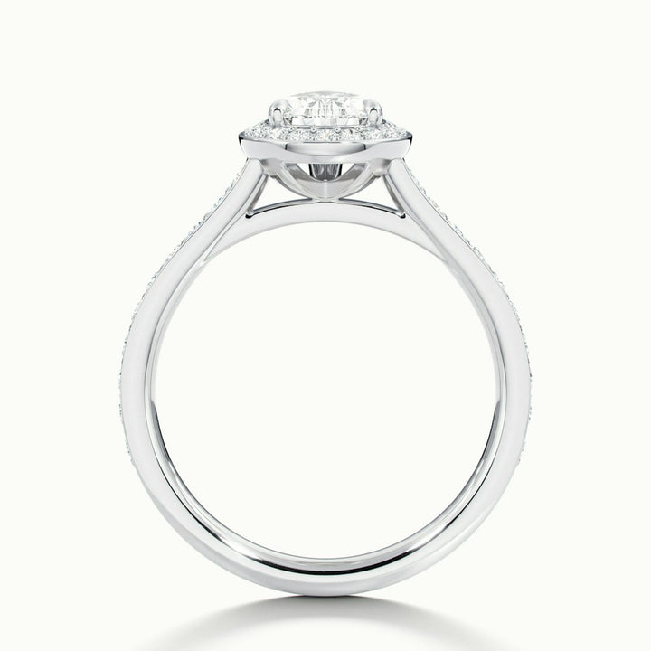 1.0CT Pear Cut Halo Diamond Moissanite Engagement Ring