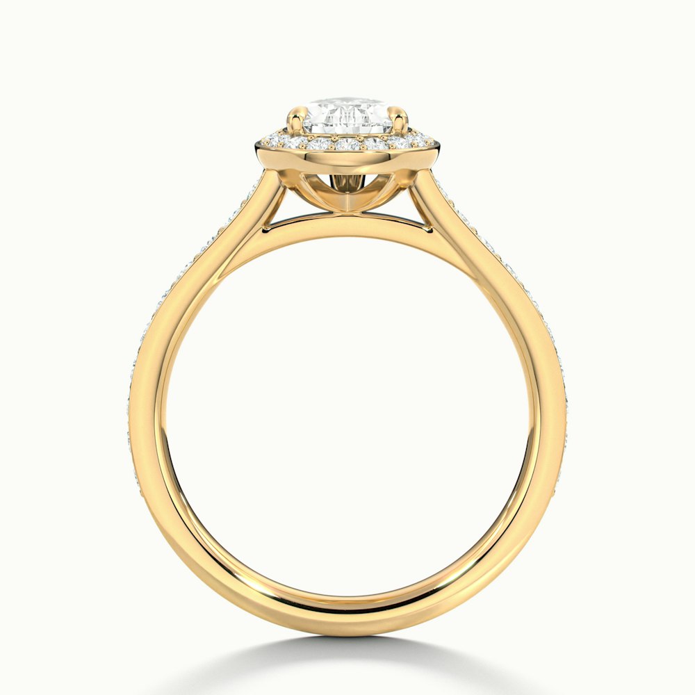 1.0CT Pear Cut Halo Diamond Moissanite Engagement Ring