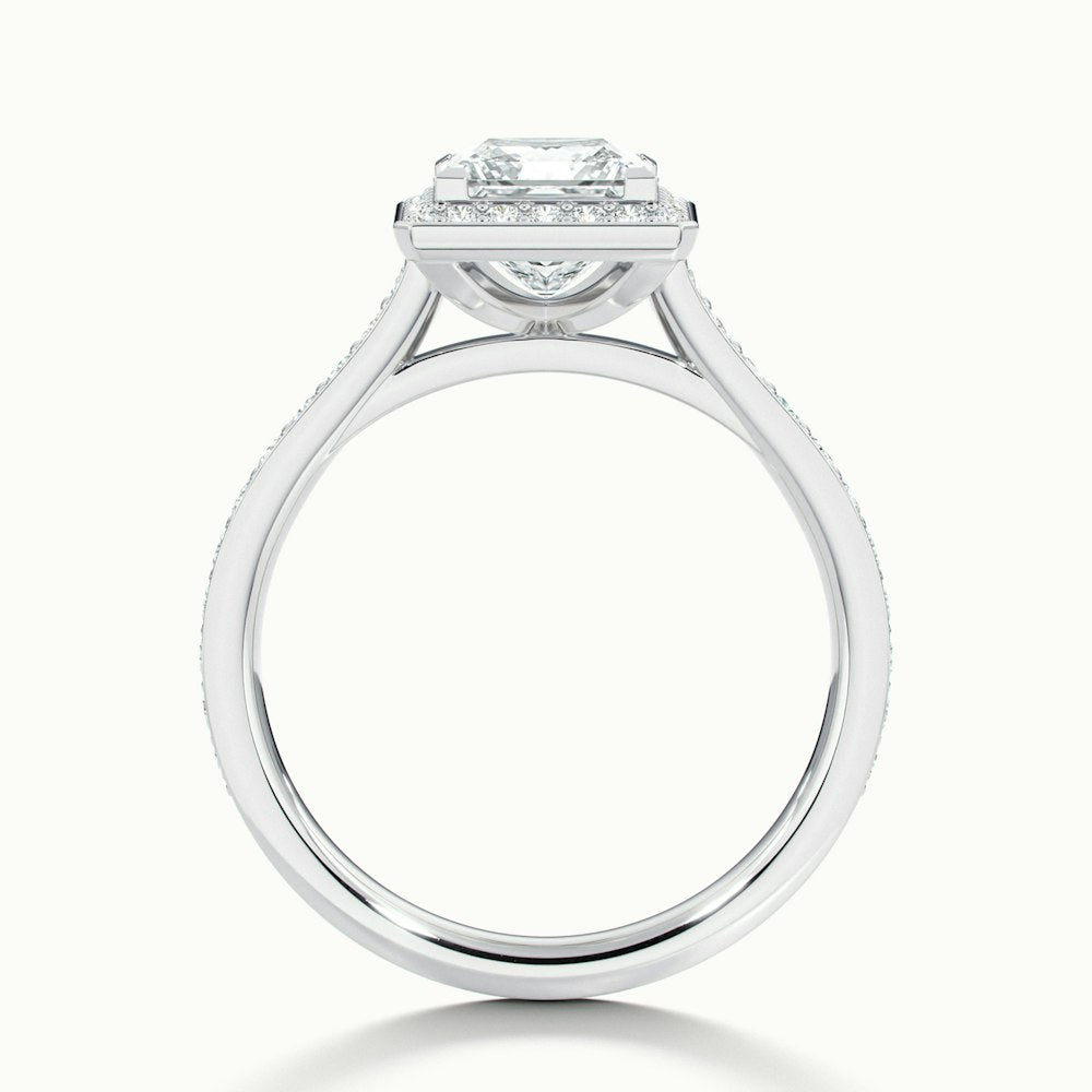 2.0CT Princess Cut Channel Set Pave Moissanite Diamond Engagement Ring