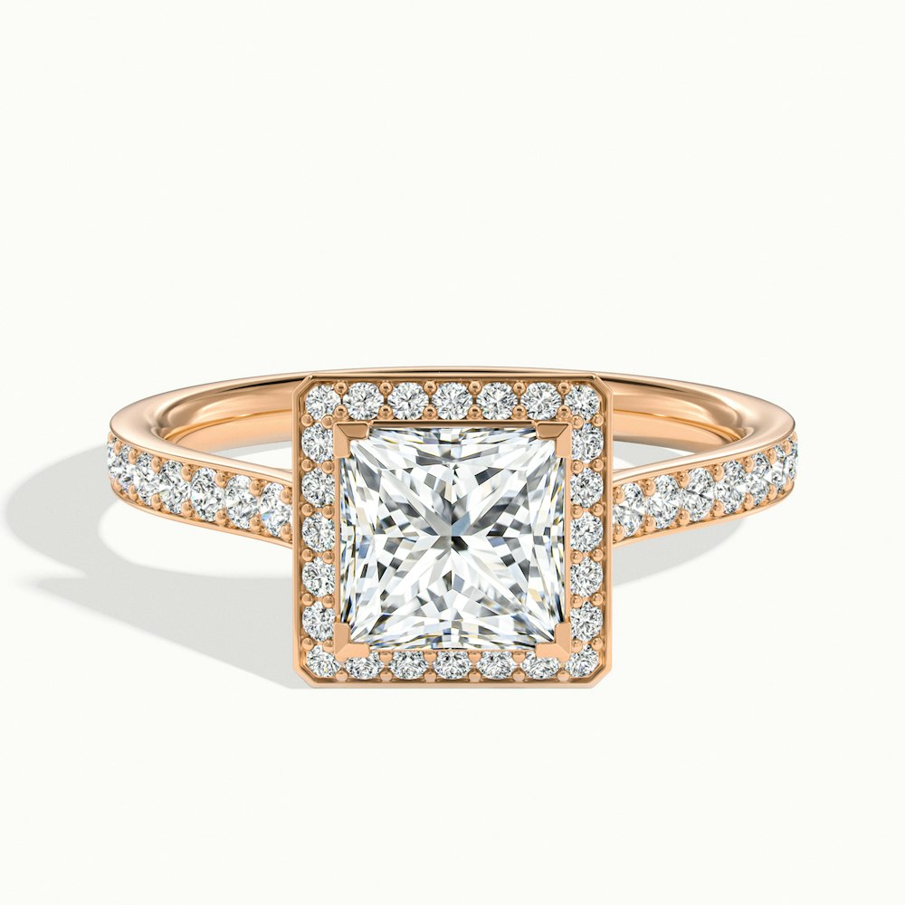 2.0CT Princess Cut Channel Set Pave Moissanite Diamond Engagement Ring