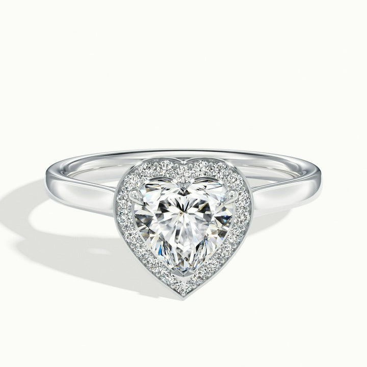 2.0CT Heart Shape Diamond Channel Set Halo Moissanite Engagement Ring