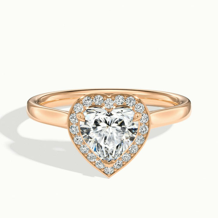 2.0CT Heart Shape Diamond Channel Set Halo Moissanite Engagement Ring