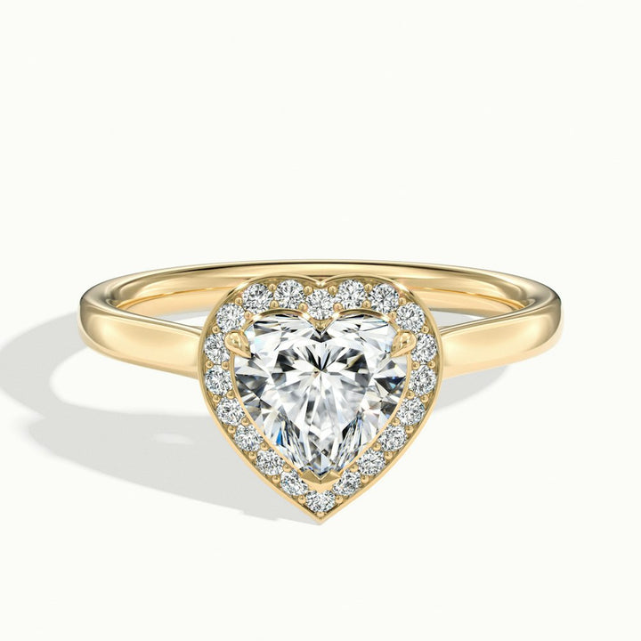 2.0CT Heart Shape Diamond Channel Set Halo Moissanite Engagement Ring