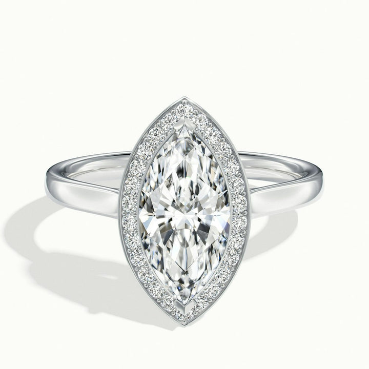 2.0CT Marquise Cut Diamond Halo Moissanite Engagement Ring