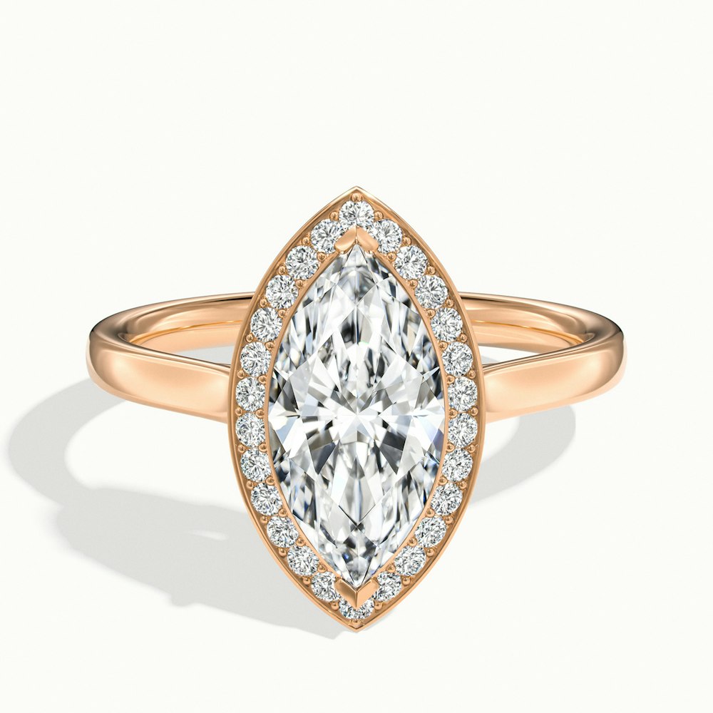 2.0CT Marquise Cut Diamond Halo Moissanite Engagement Ring