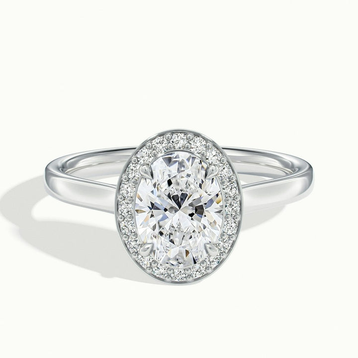 2.0CT Oval Cut Halo Moissanite Diamond Engagement Ring