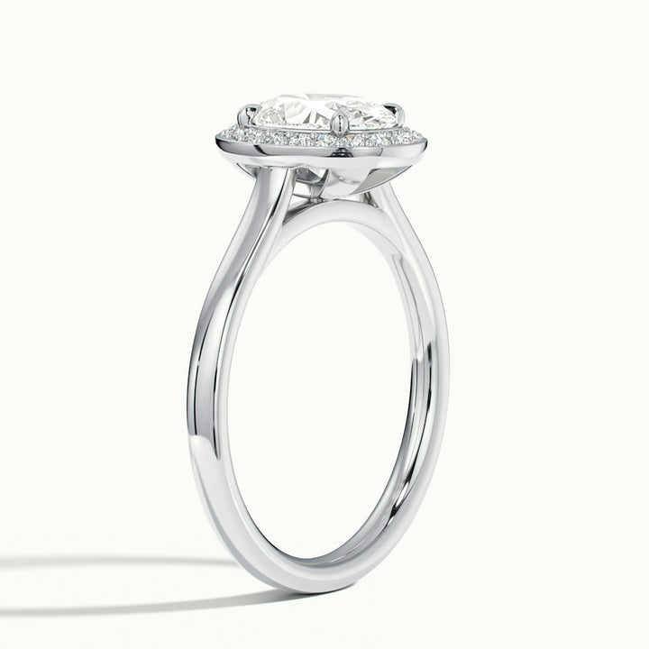 2.0CT Oval Cut Halo Moissanite Diamond Engagement Ring