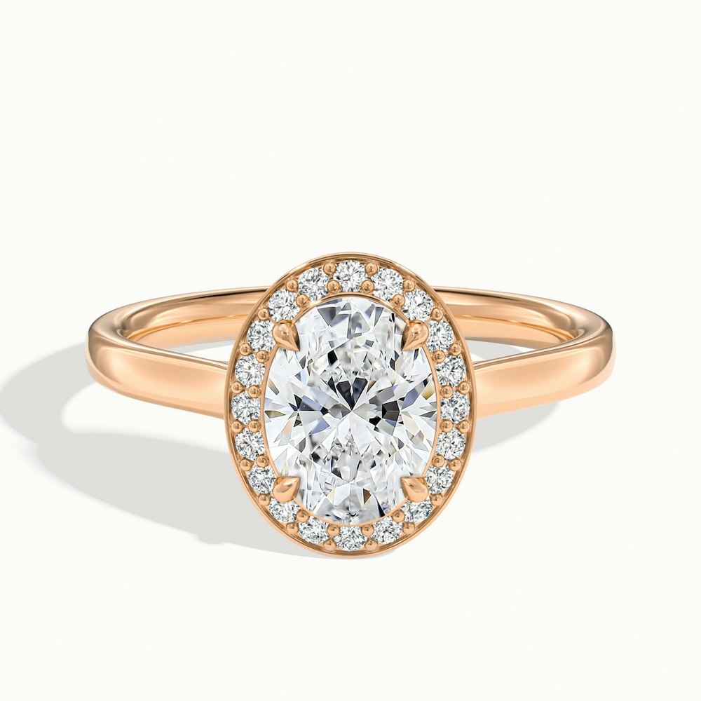 2.0CT Oval Cut Halo Moissanite Diamond Engagement Ring