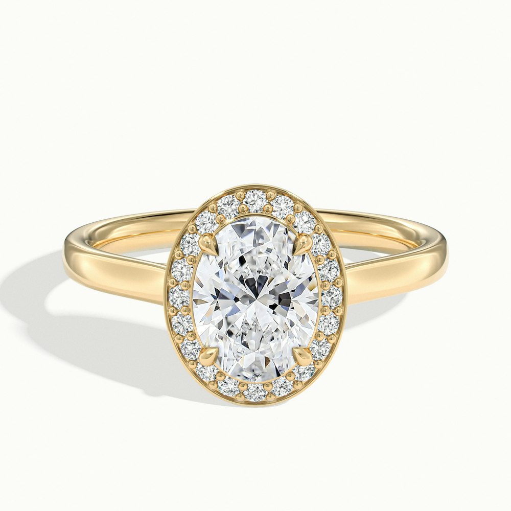 2.0CT Oval Cut Halo Moissanite Diamond Engagement Ring