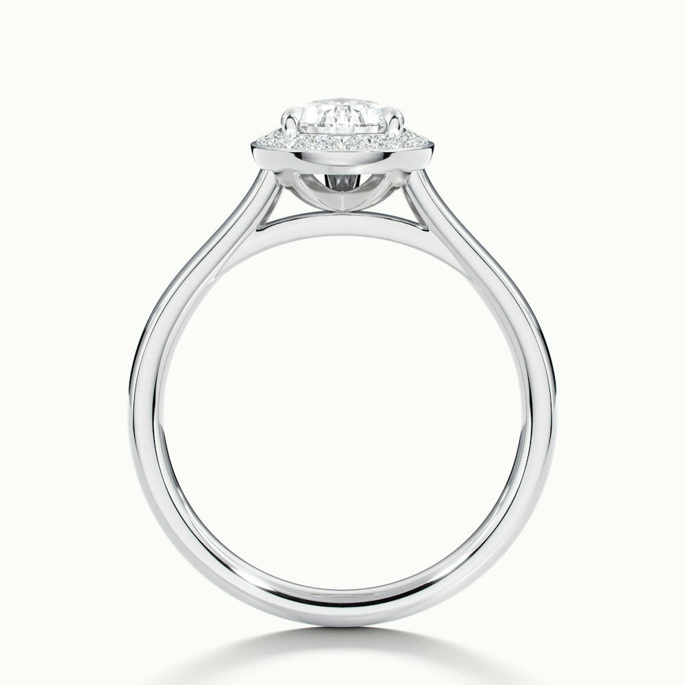 1.0CT Pear Cut Diamond Halo Moissanite Engagement Ring