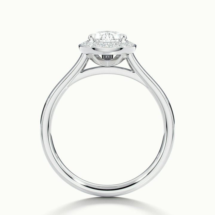 1.0CT Pear Cut Diamond Halo Moissanite Engagement Ring